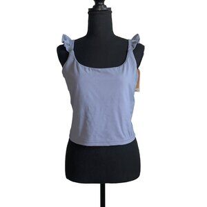 Blogilates Womens Troposphere Color Ruffle Strap Square Neck Crop Top Size XL